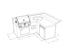 4200 Series Barbecue Island with Access Door, Double Drawer, Refrigerator and Barbecue Grill