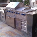 Custom Barbecue Island with Stainless Steel Grill & Accessories